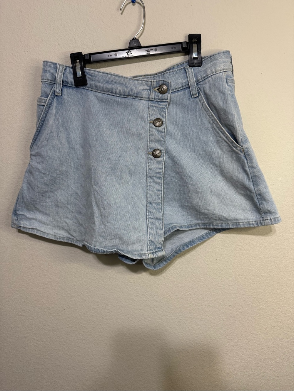 Lee Light Blue Button-Front Denim Skort